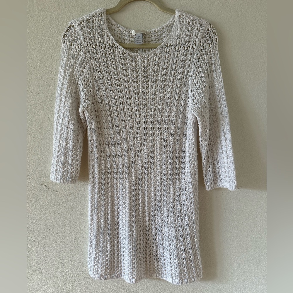 Chico’s Knit Cream/White Pool Cover Up (Size 2)